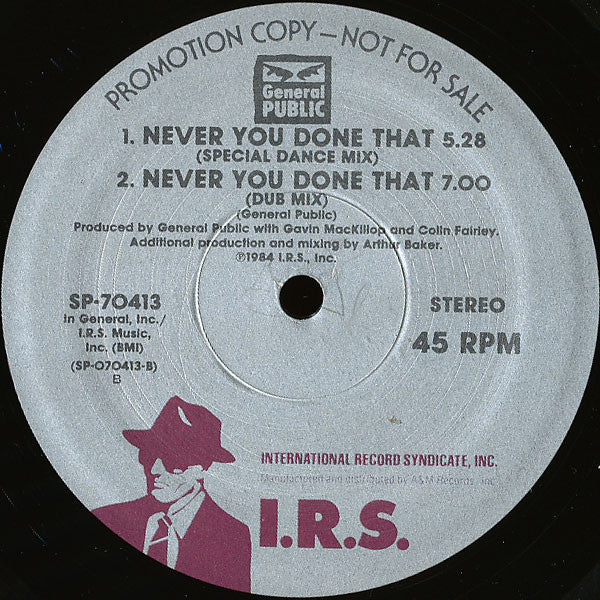 General Public : Tenderness / Never You Done That (12", Promo)