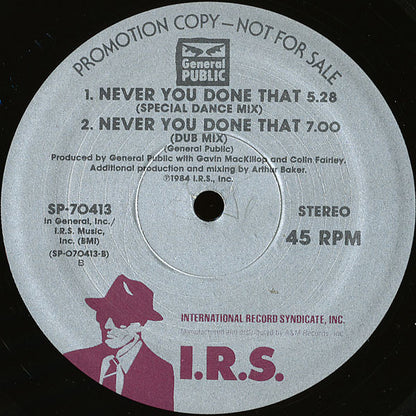 General Public : Tenderness / Never You Done That (12", Promo)