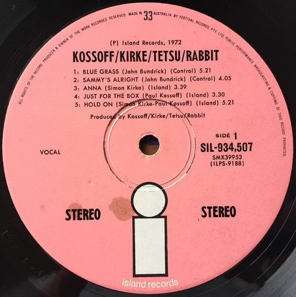 Kossoff/Kirke/Tetsu/Rabbit* : Kossoff/Kirke/Tetsu/Rabbit (LP, Album)