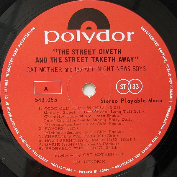 Cat Mother And The All-Night Newsboys : The Street Giveth.. And The Street Taketh Away (LP, Album)