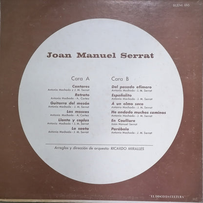 Joan Manuel Serrat : Dedicado A Antonio Machado Poeta (LP, Album, RE)