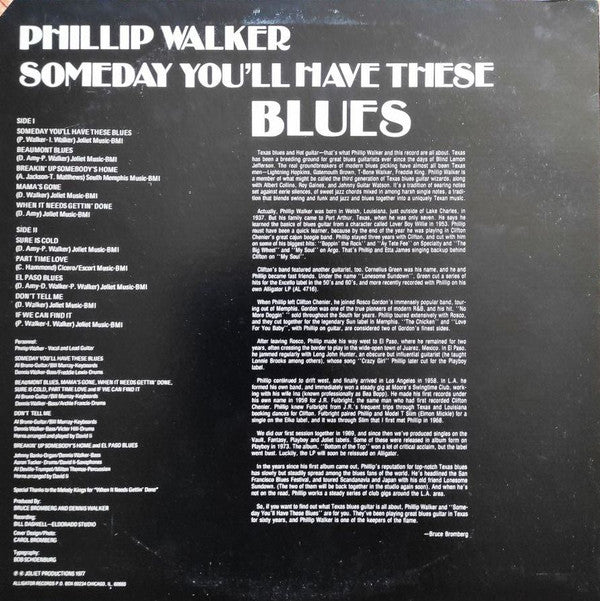 Phillip Walker : Someday You'll Have These Blues (LP, Album, RE)