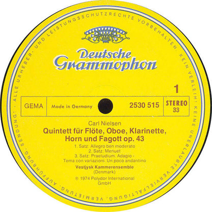Carl Nielsen, Vestjysk Kammerensemble : Quintett Für Bläser / Andante Lamentoso / Musik Aus "Die Mutter" / Serenata In Vano Für Quintett (LP, Album)