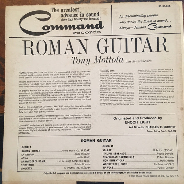 Tony Mottola And His Orchestra : Roman Guitar (LP, Album, Mono)