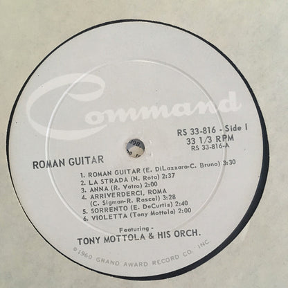 Tony Mottola And His Orchestra : Roman Guitar (LP, Album, Mono)