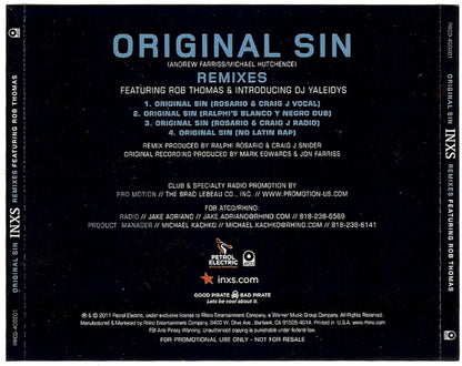 INXS Featuring Rob Thomas & Introducing DJ Yaleidys : Original Sin (Remixes) (CDr, Single, Promo)