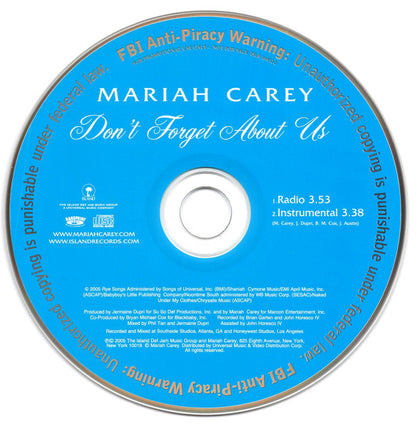 Mariah Carey : Don't Forget About Us (CD, Single, Promo)