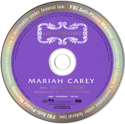 Mariah Carey Feat. Snoop Dogg : Say Somethin' (CD, Single, Promo)