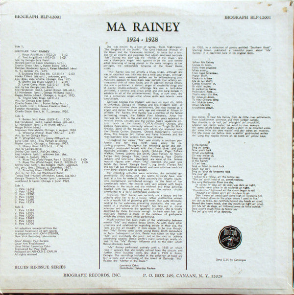 Ma Rainey And Her Georgia Band : Blues The World Forgot (LP, Comp)