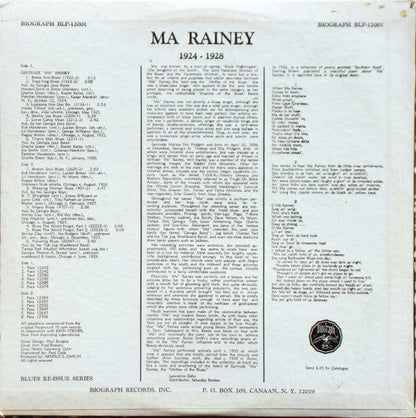 Ma Rainey And Her Georgia Band : Blues The World Forgot (LP, Comp)
