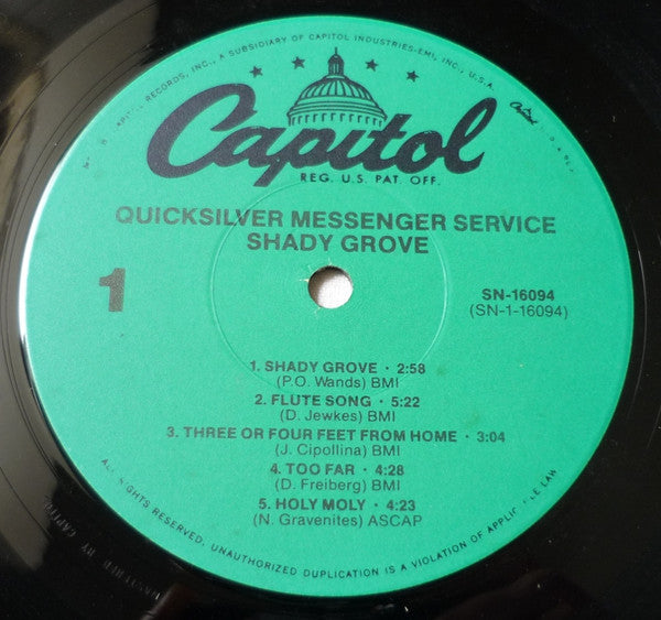Quicksilver Messenger Service : Shady Grove (LP, Album, RE)