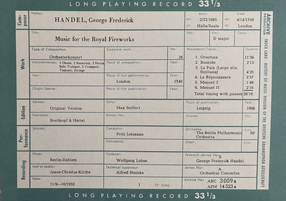 George Frederick Handel* : Four Orchestral Concertos (LP, Mono)