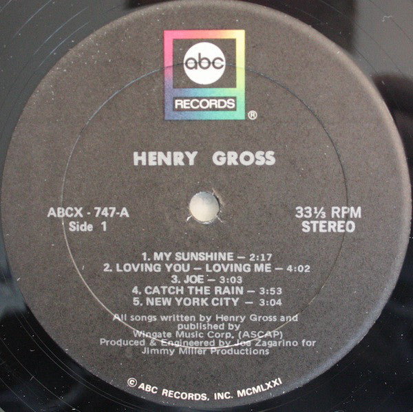 Henry Gross : Henry Gross (LP, Album, Tru)