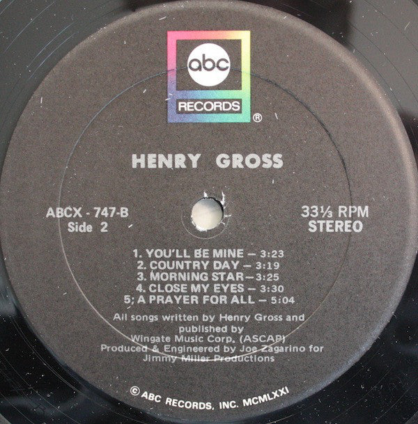 Henry Gross : Henry Gross (LP, Album, Tru)