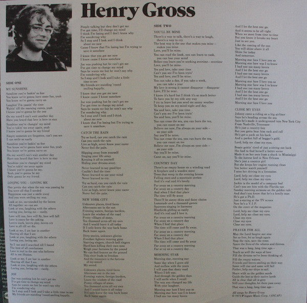 Henry Gross : Henry Gross (LP, Album, Tru)