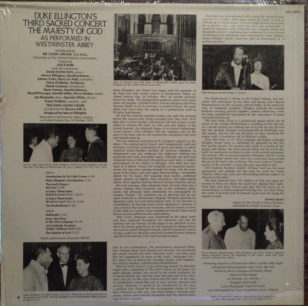 Duke Ellington And His Orchestra : Duke Ellington's Third Sacred Concert, The Majesty Of God, As Performed In Westminster Abbey (LP)