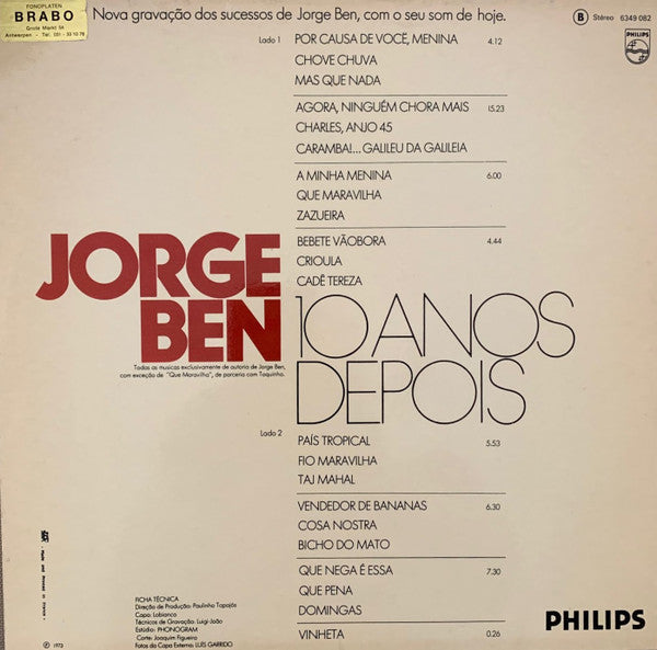 Jorge Ben : 10 Anos Depois (LP, Album)