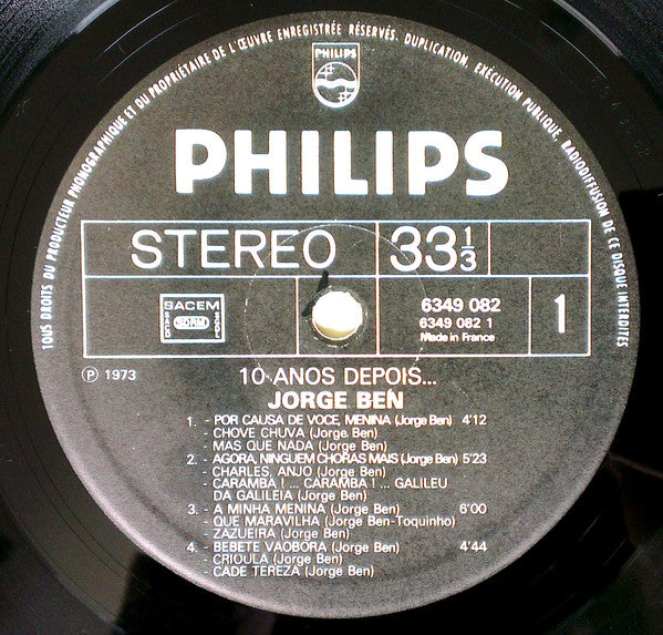 Jorge Ben : 10 Anos Depois (LP, Album)