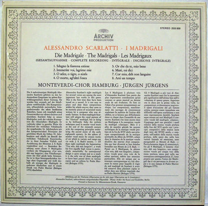 Alessandro Scarlatti - Monteverdi-Chor Hamburg, Jürgen Jürgens : I Madrigali (LP)