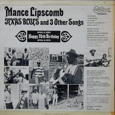 Mance Lipscomb : Texas Blues And 3 Other Songs (LP, Album)