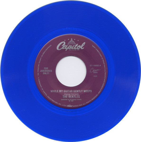 The Beatles : While My Guitar Gently Weeps  (7", Single, Jukebox, Blu)
