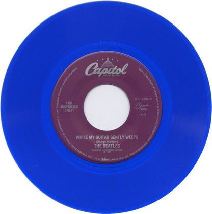 The Beatles : While My Guitar Gently Weeps  (7", Single, Jukebox, Blu)