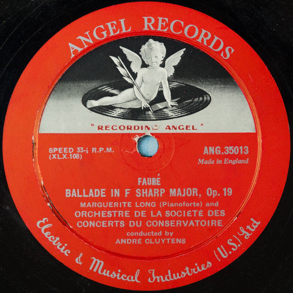 Gabriel Fauré / Maurice Ravel, Marguerite Long, Orchestre De La Société Des Concerts Du Conservatoire, André Cluytens / Georges Tzipine : Ballade In F Sharp Major, Op. 19, / Concerto In G Major (LP, Album, Mono)