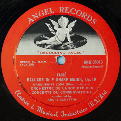 Gabriel Fauré / Maurice Ravel, Marguerite Long, Orchestre De La Société Des Concerts Du Conservatoire, André Cluytens / Georges Tzipine : Ballade In F Sharp Major, Op. 19, / Concerto In G Major (LP, Album, Mono)