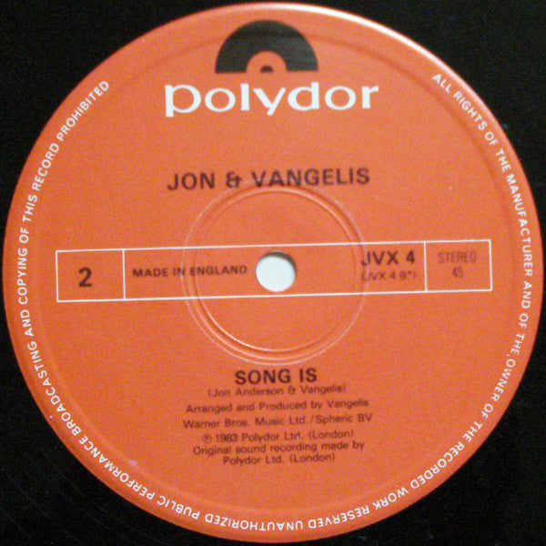 Jon And Vangelis* : He Is Sailing (Full Length Version) / Song Is ... (12", Single)