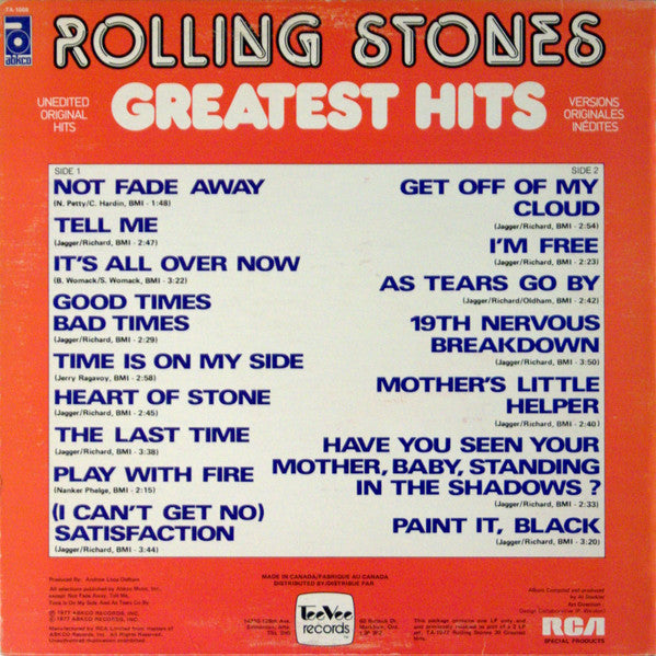 Rolling Stones* : Greatest Hits Vol. 1 (LP, Comp)