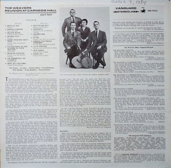 The Weavers : Reunion At Carnegie Hall, Part 2 (LP, Album, Pit)