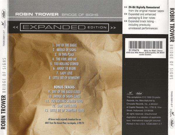 Robin Trower : Bridge Of Sighs (CD, Album, Club, RE, RM, Exp)