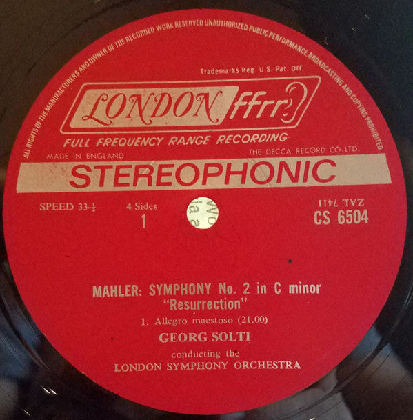 Gustav Mahler, Georg Solti, Heather Watts, Heather Harper, The London Symphony Orchestra, London Symphony Chorus : Symphony No. 2 In C Minor "Resurrection" (2xLP + Box)