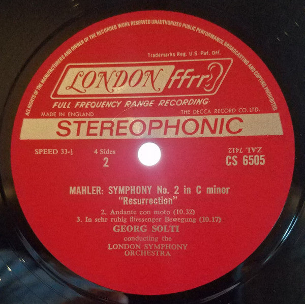 Gustav Mahler, Georg Solti, Heather Watts, Heather Harper, The London Symphony Orchestra, London Symphony Chorus : Symphony No. 2 In C Minor "Resurrection" (2xLP + Box)