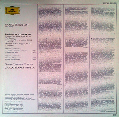 Franz Schubert - The Chicago Symphony Orchestra, Carlo Maria Giulini : Symphonie Nr. 9 (LP)