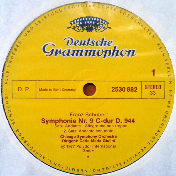 Franz Schubert - The Chicago Symphony Orchestra, Carlo Maria Giulini : Symphonie Nr. 9 (LP)