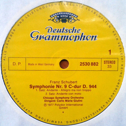 Franz Schubert - The Chicago Symphony Orchestra, Carlo Maria Giulini : Symphonie Nr. 9 (LP)