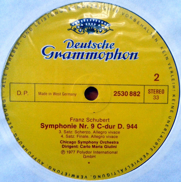 Franz Schubert - The Chicago Symphony Orchestra, Carlo Maria Giulini : Symphonie Nr. 9 (LP)