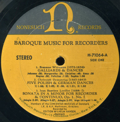 Concentus Musicus Of Denmark Under The Direction Of Irmgard Knopf Mathiesen And Aksel H. Mathiesen : Baroque Music For Recorders (LP, RP)