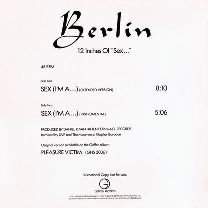 Berlin : 12 Inches Of "Sex..." (12", Single, Promo)