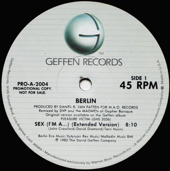 Berlin : 12 Inches Of "Sex..." (12", Single, Promo)