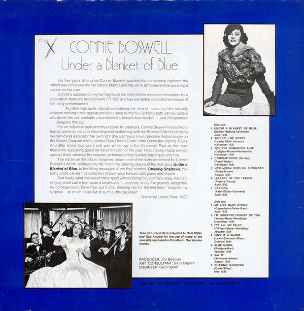 Connie Boswell : Under A Blanket Of Blue (LP, Comp)