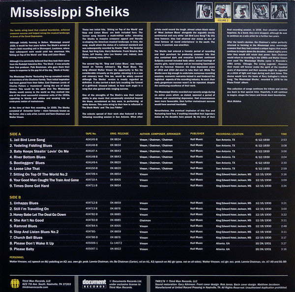 Mississippi Sheiks : Complete Recorded Works Presented In Chronological Order, Vol. 2 (LP, Comp, Ltd, Ora)