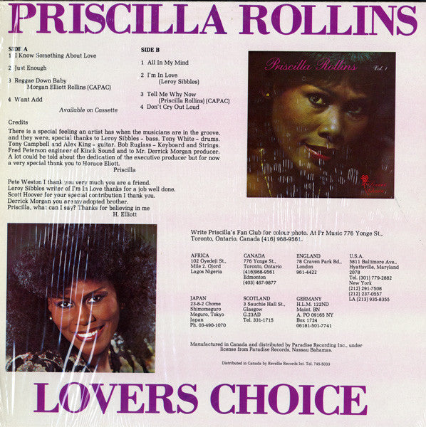 Priscilla Rollins : Lovers Choice, Volume 2 (LP, Album)