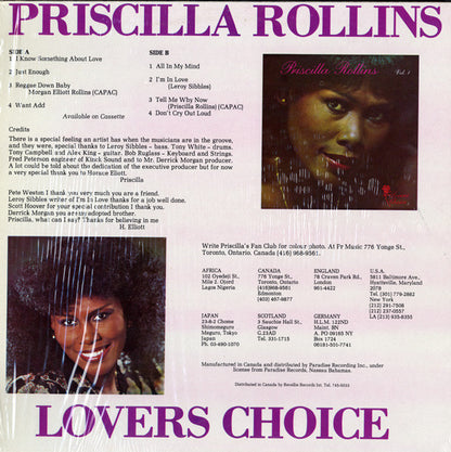 Priscilla Rollins : Lovers Choice, Volume 2 (LP, Album)