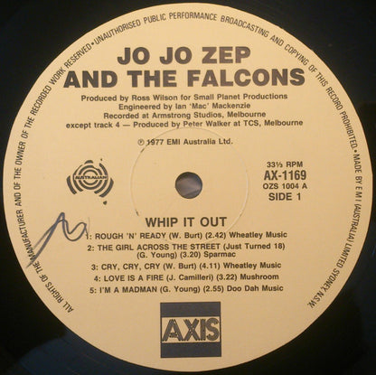 Jo Jo Zep and the Falcons : Whip It Out (LP, Album, RE)