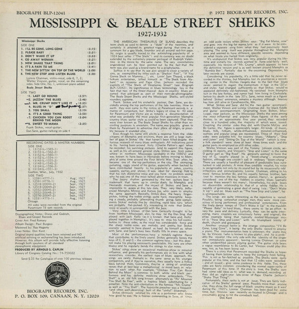 Mississippi Sheiks & Beale Street Sheiks : Sittin' On Top Of The World 1927-1932 (LP, Comp)