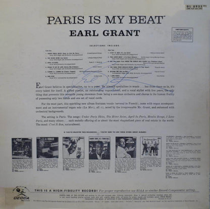 Earl Grant : Paris Is My Beat (LP, Album, Mono)