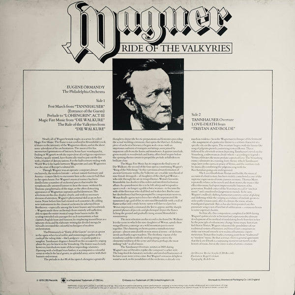 Richard Wagner / Eugene Ormandy, The Philadelphia Orchestra : Ride Of The Valkyries (LP, Album)