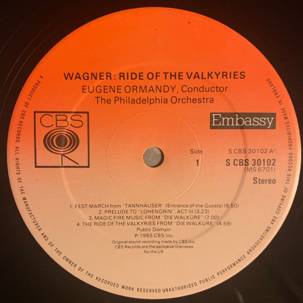 Richard Wagner / Eugene Ormandy, The Philadelphia Orchestra : Ride Of The Valkyries (LP, Album)